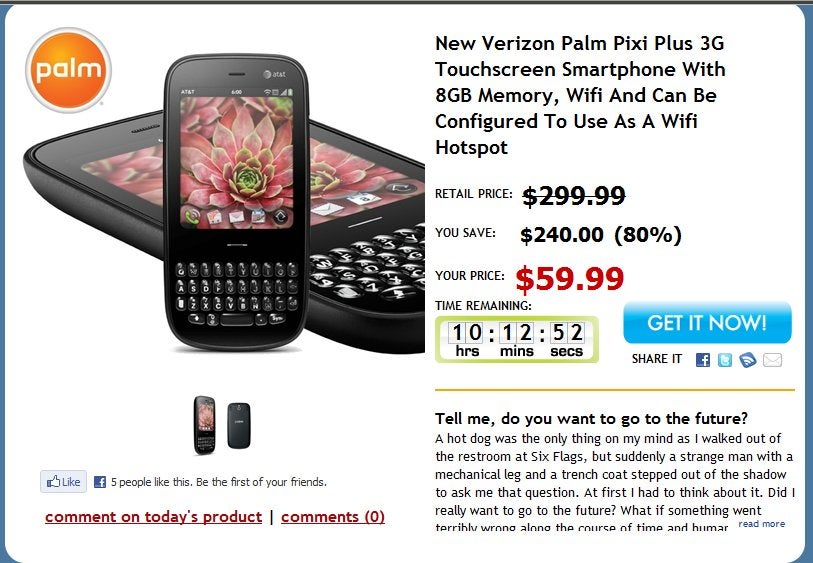 Verizon's Palm Pixi Plus can be picked up for $60 no-contract