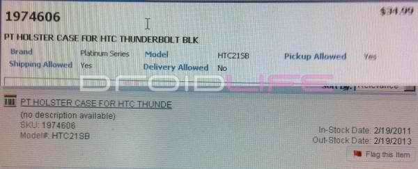 Best Buy is receiving accessories for the HTC Thunderbolt on Feb 19th; launch soon after?
