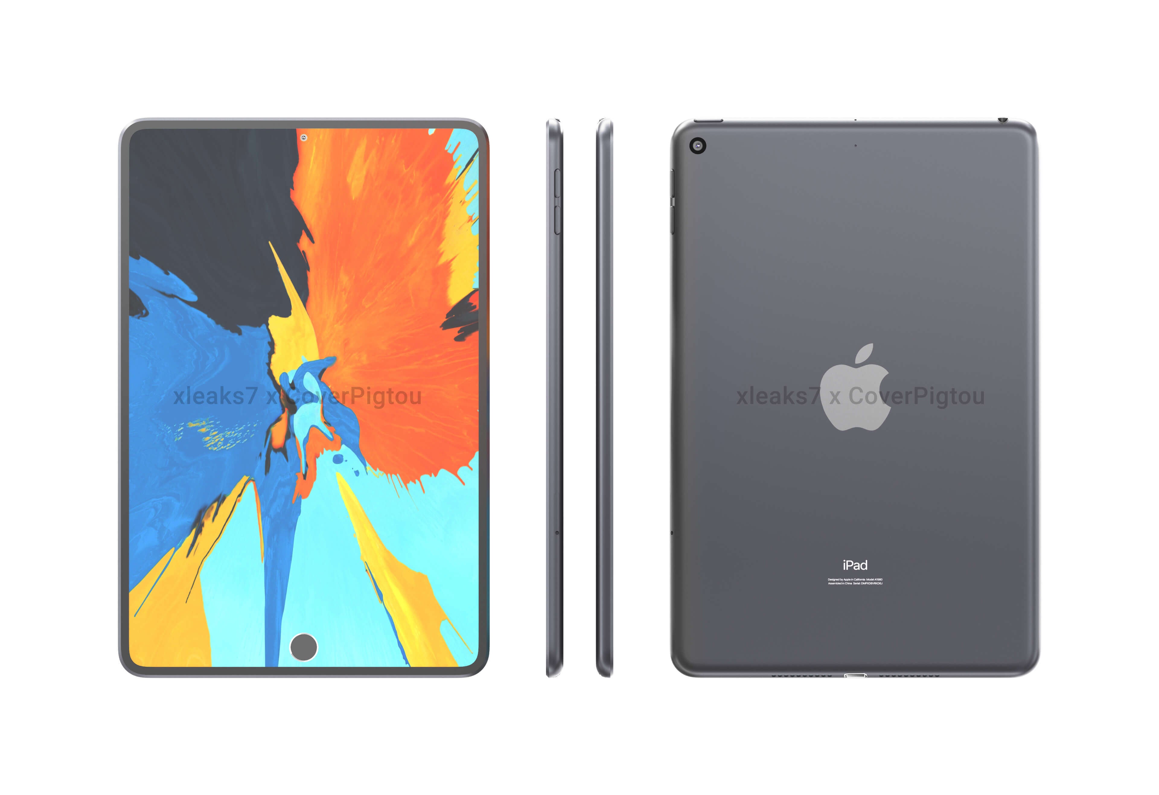 Alleged CAD-based renders of the iPad mini 6 - Sketchy iPad mini 6 leak points towards in-screen Touch ID, punch-hole camera