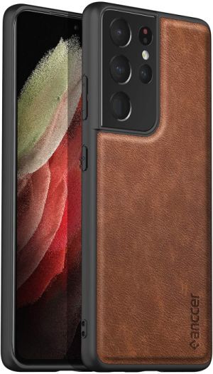 Case for Samsung Galaxy S21 Ultra Case, Samsung S21 Ultra Case 5G,Leather  Quality Design Back Slim Case for Samsung S21 Ultra in 6.8 inch (Brown) 