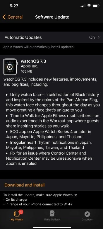 apple watch 7.3 update