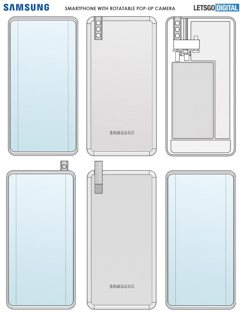 Samsung Galaxy phone with a pop-up rotating camera? It may happen, check out the patent and renders