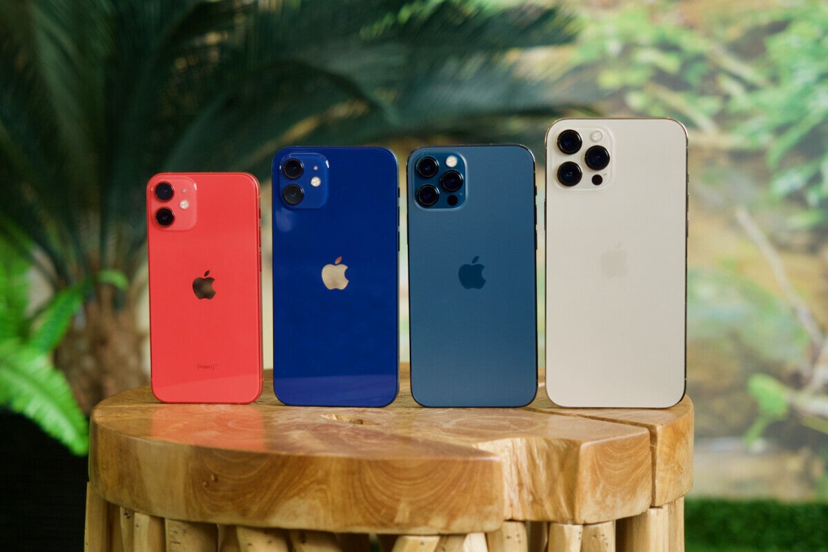 The 5G Apple iPhone 12 family with the mini at the far left - Apple will reportedly stop 5G iPhone 12 mini production next quarter