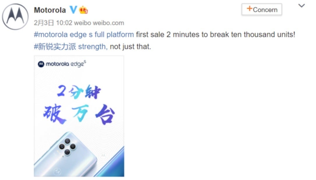 Motorola sold 10,000 Edge S units in China in two minutes - First batch of 5G ready Motorola Edge S handsets sells out in two minutes