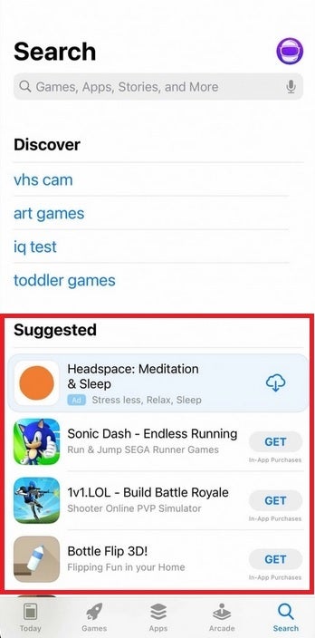 With the iOS 14.5 beta, ads will appear in the App Store on the Search tab under the heading Suggested - Apple tests a new location for ads in the App Store