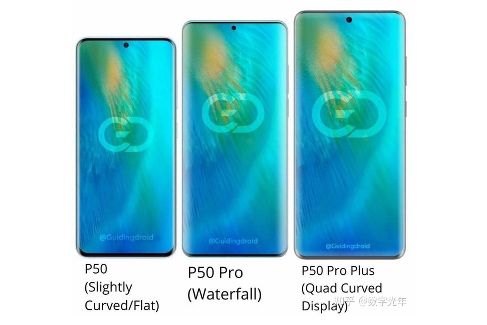 Huawei P50 series alleged design - Huawei P50 series will likely be unveiled towards the end of March