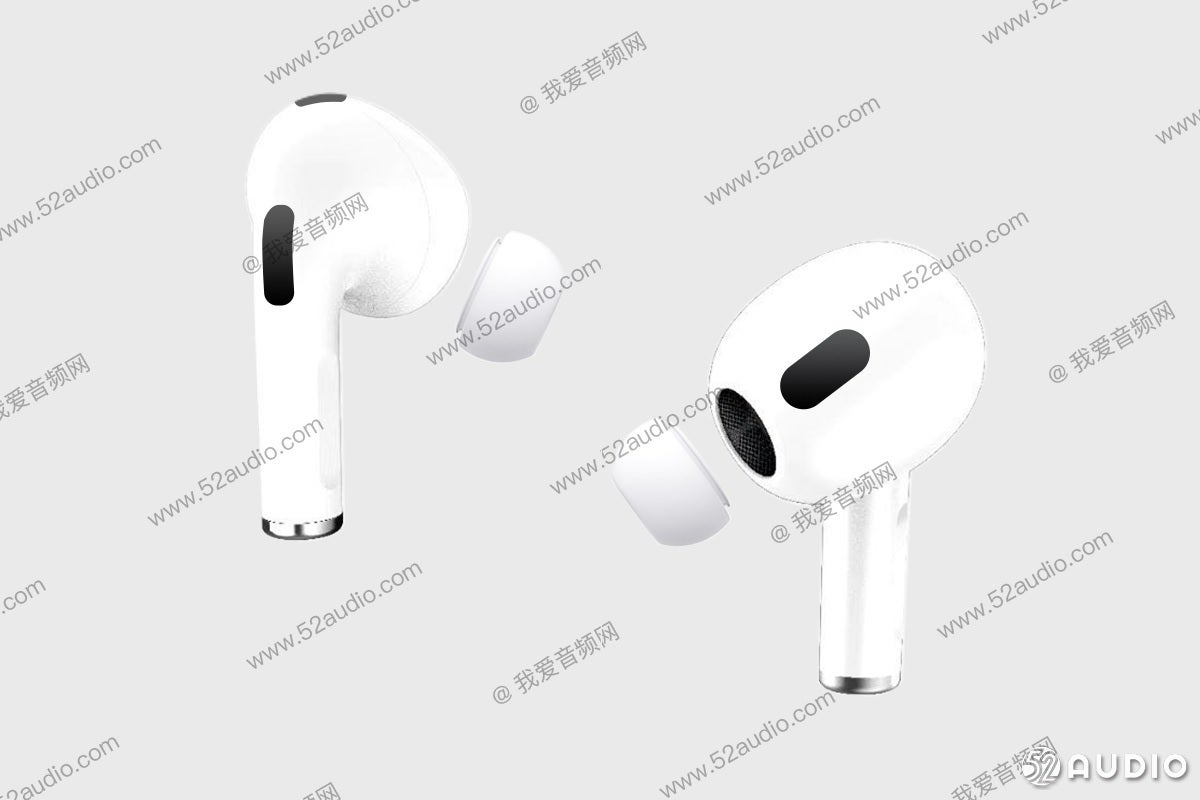 Comparing the AirPods 3 at left with the AirPods Pro - Third-gen AirPods new look allegedly appears in photos; ANC rumored to be included