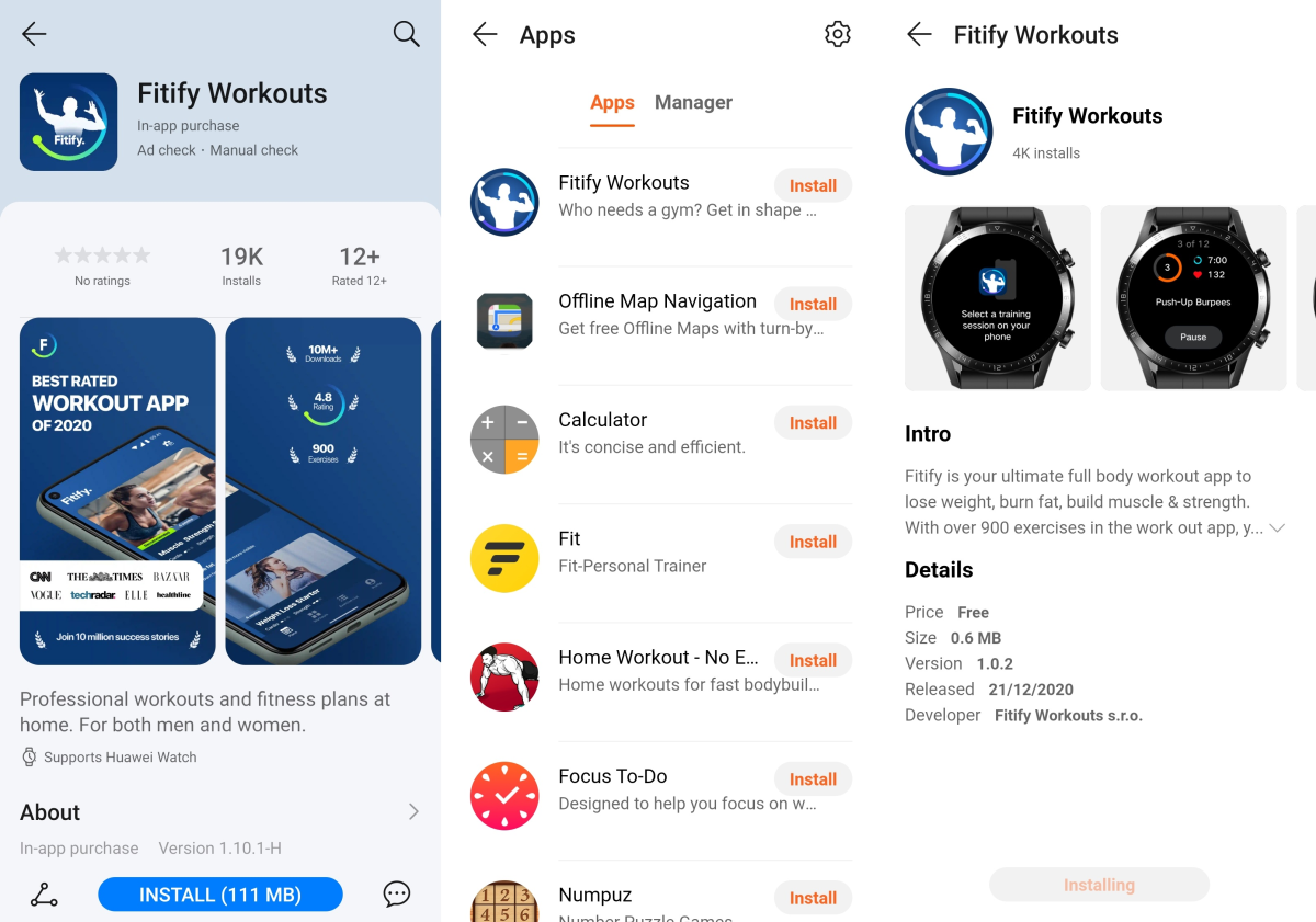 Fitify is the first third-party app for Huawei smartwatches - PhoneArena