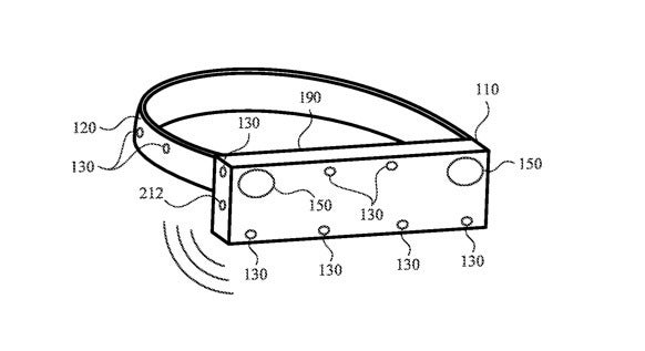 Illustration from the patent showing the possible arrangement of the microphones - New patent shows how Apple Glass might detect sound and direct you to its origin