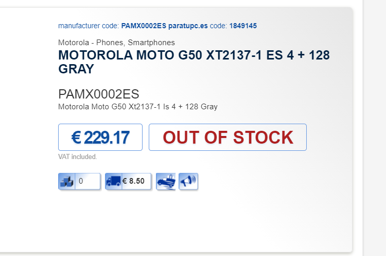 The Moto G50 is currently listed as out of stock on Partupc - Premature listing reveals Moto G50 price, sure appears to be Motorola's cheapest 5G phone