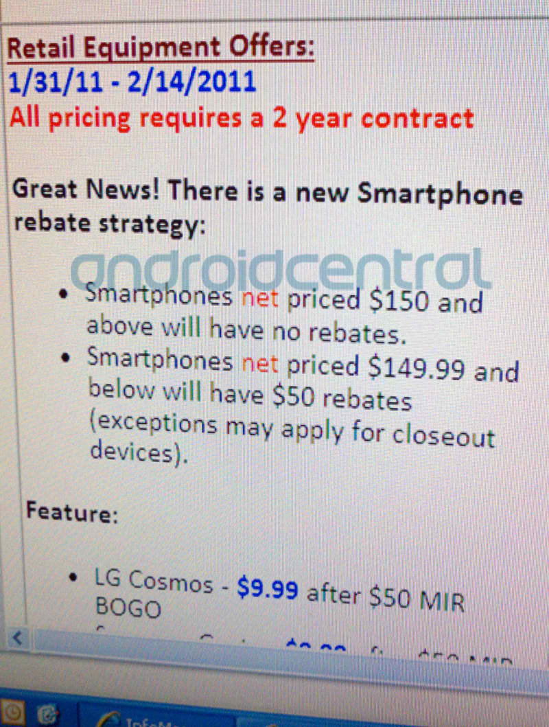 Verizon is getting rid of mail-in-rebates for higher-end smartphones?