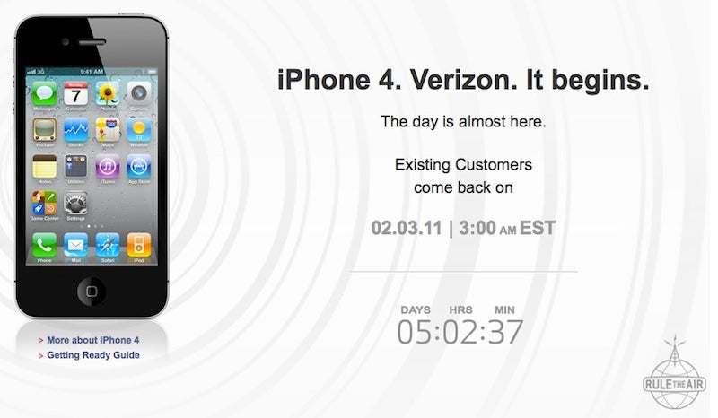 Verizon&#039;s countdown clock lets you know how long until you can pre-order the carrier&#039;s version of the Apple iPhone 4 - New Verizon teaser page counts down the time until Apple iPhone pre-orders start
