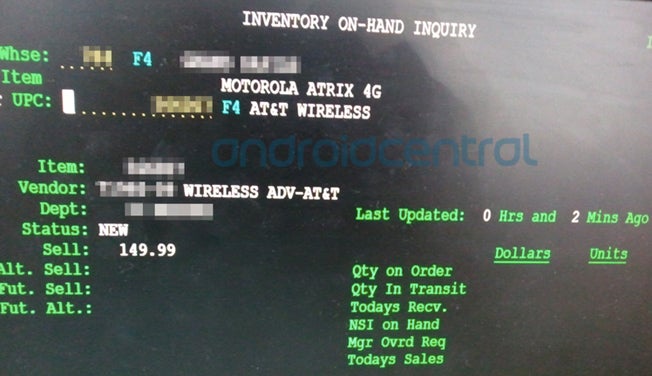 This leaked Costco screenshot confirms Amazon&#039;s $149.99 price for the Motorola ATRIX 4G - Amazon&#039;s $149.99 pricing of the Motorola ATRIX 4G allegedly matched by Costco