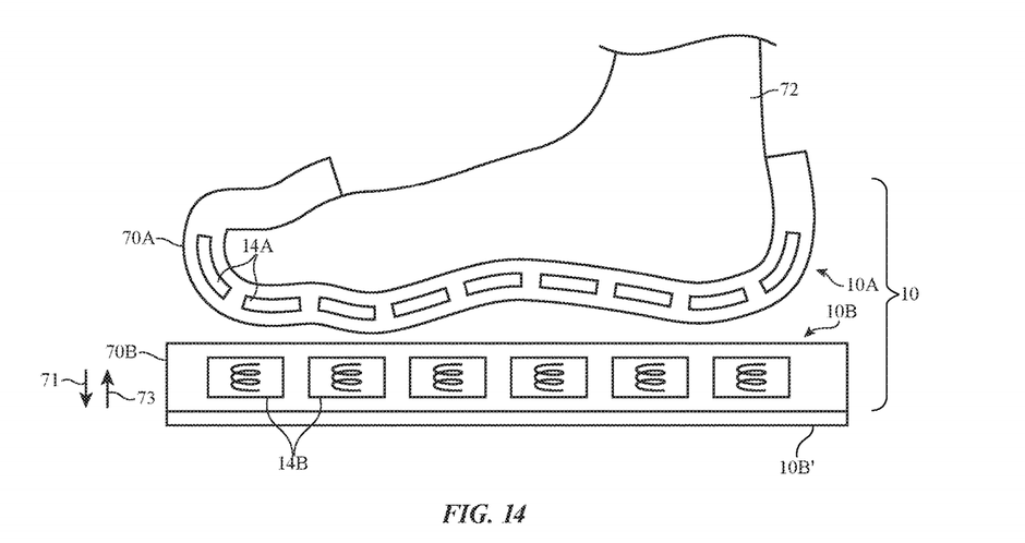 The hybrid concept where both sock and platform have fittings - "Apple Socks" with touch simulation patented for future AR/VR devices