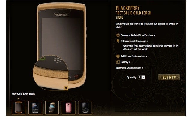 $12,000 BlackBerry Torch 9800 is covered with 18k gold