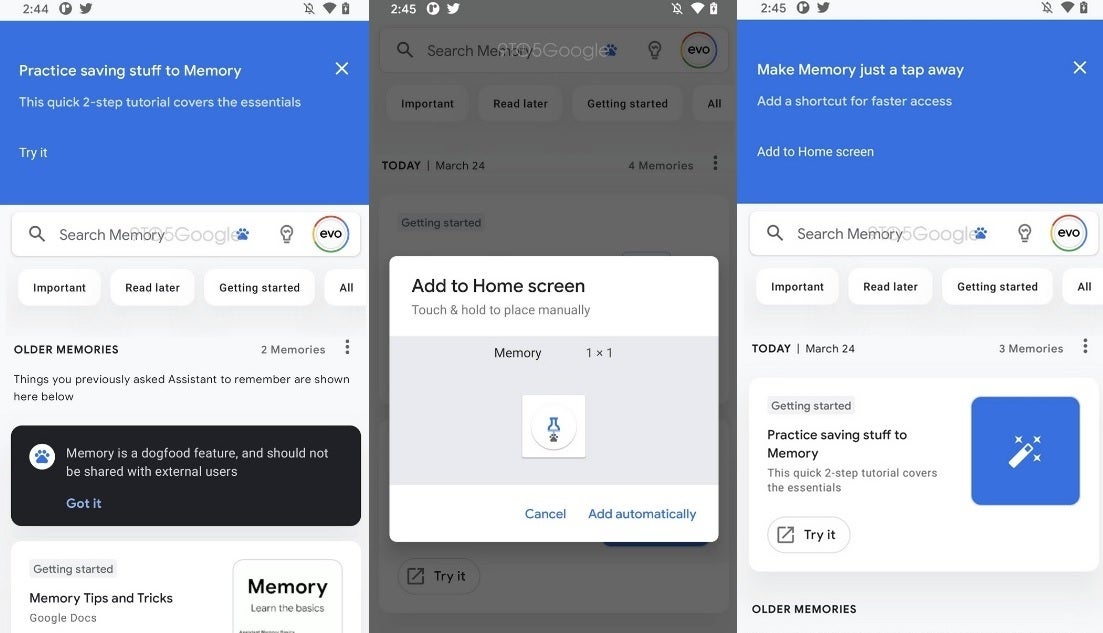 Screenshots of Google Assistant&#039;s Memory feature - &quot;Memory&quot; feature for Google Assistant is being tested