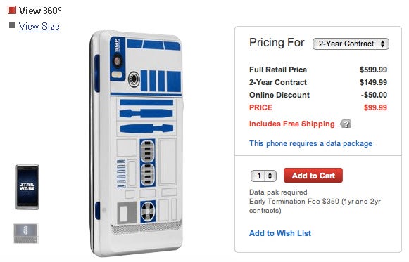 $100 can now get you the Motorola DROID R2-D2 Special Edition