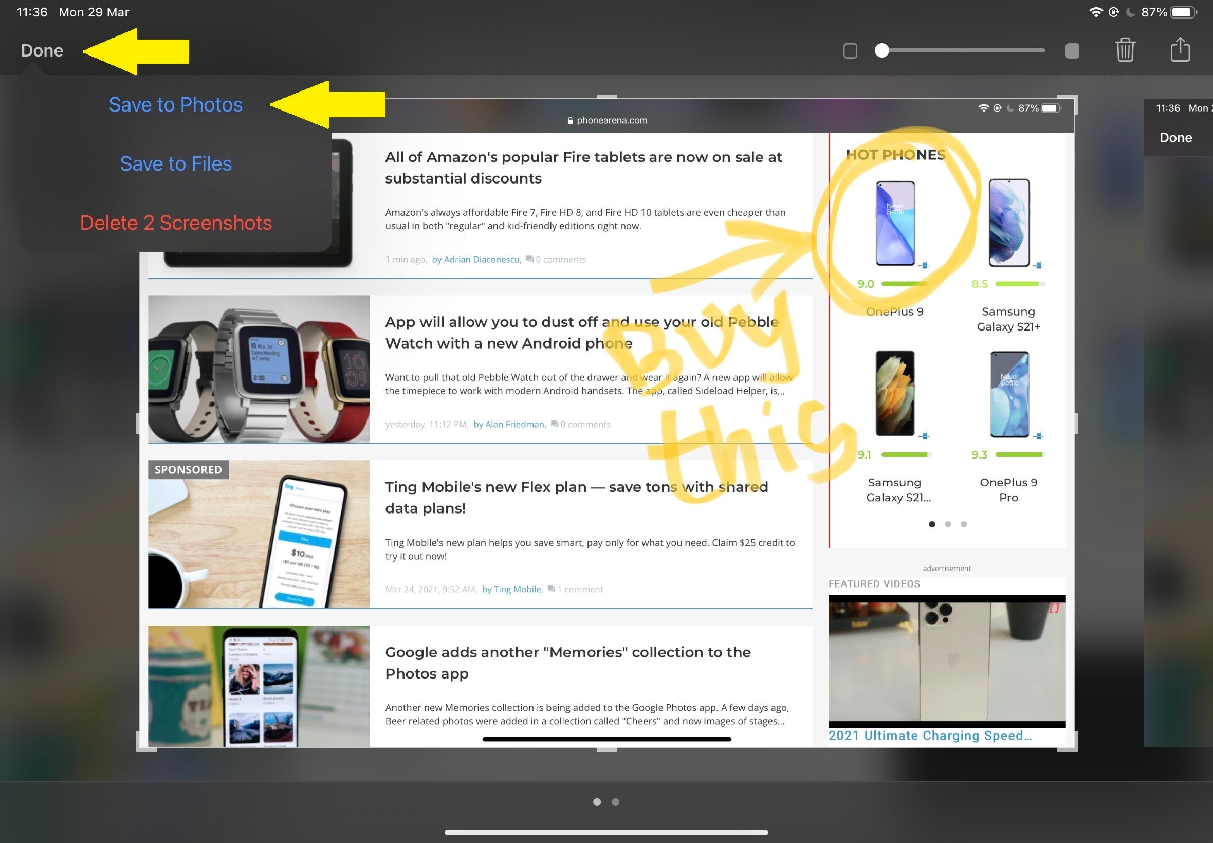 Press Done to save your screenshot to Photos, or alternatively&amp;nbsp;– to Files - How to take a screenshot on iPad