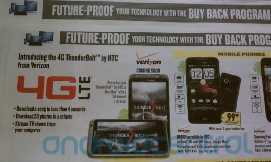 HTC Thunderbolt appears in Best Buy circular