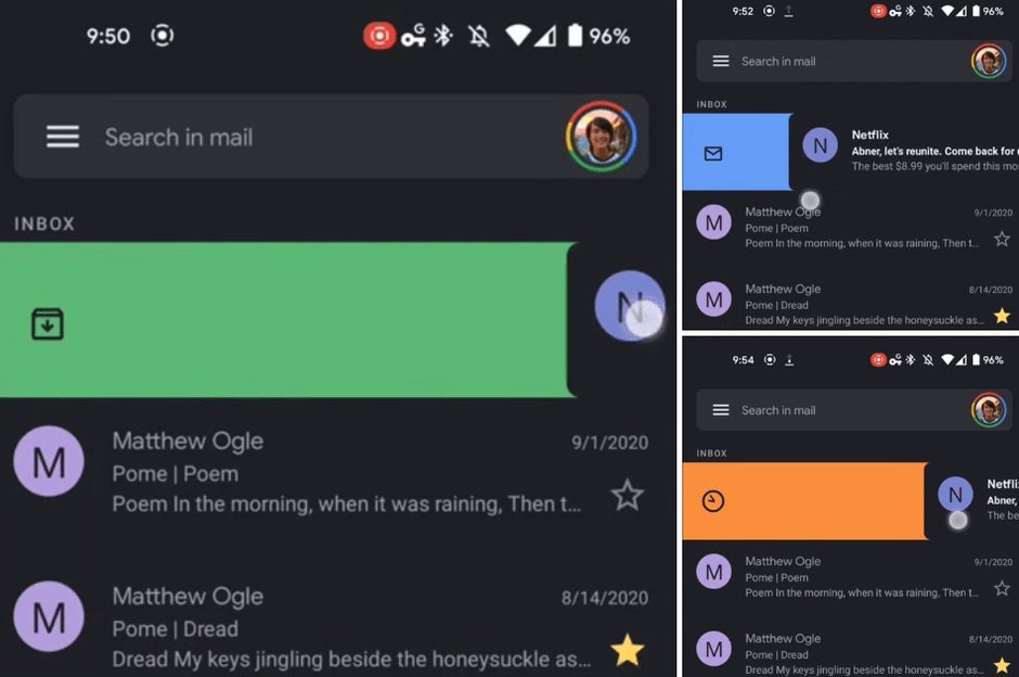 Google is adding animation and other swipe action to its Gmail for Android app. - Updated Gmail for Android now includes animated swipe action