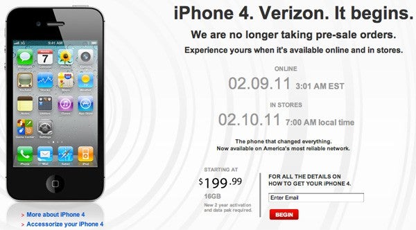 Verizon iPhone pre-orders are sold out