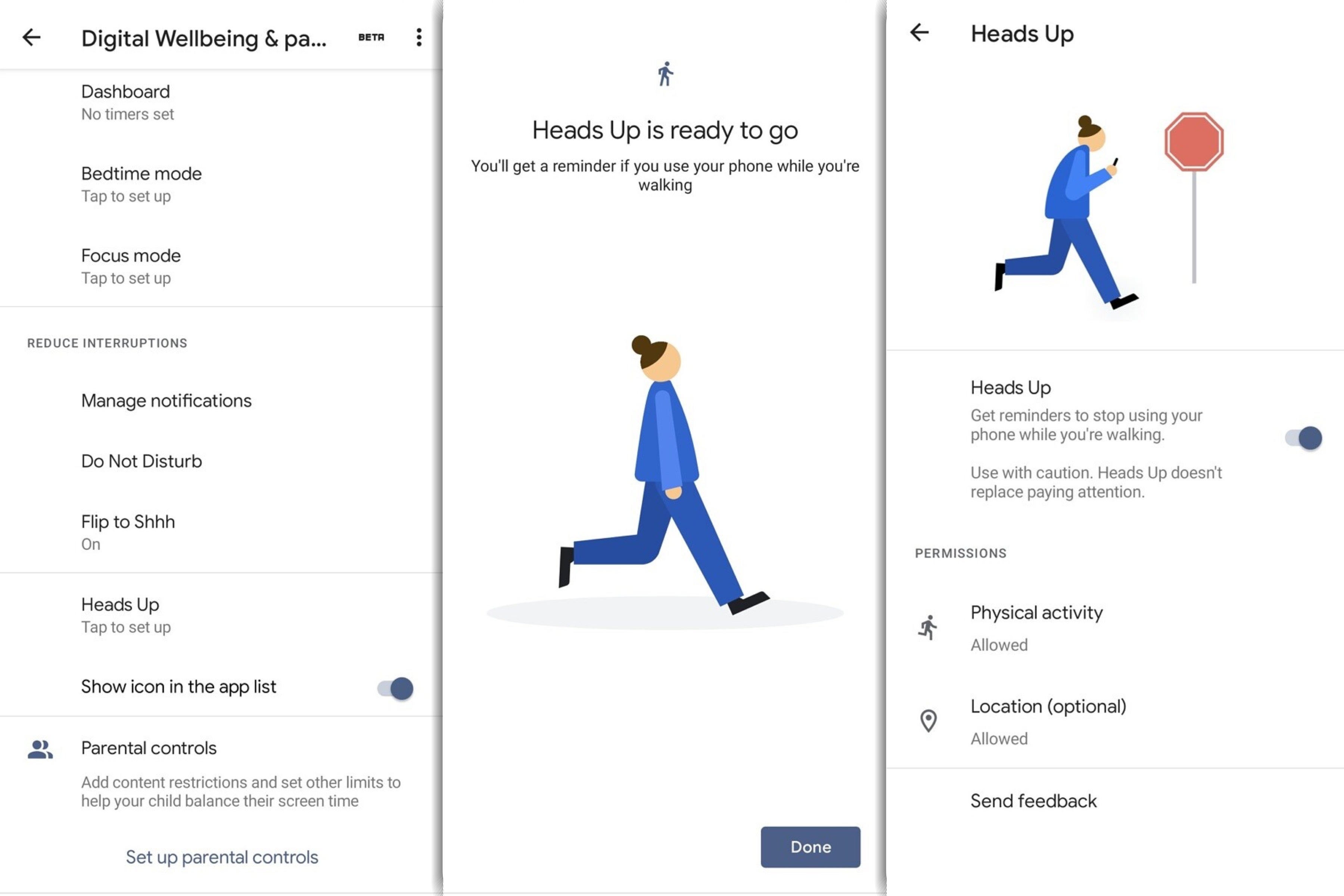 'Heads Up' is the Android feature which will help you not get run over by a car