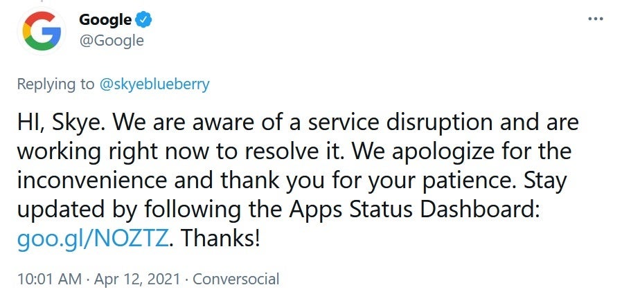 Google confirms that several of its apps are down as the U.S. workweek gets underway - Google knows that some of its popular apps are not working today