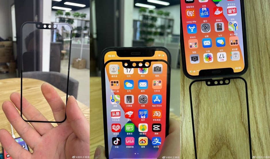 Glass panels allegedly for the iPhone 13 series shows a smaller notch - Photographic evidence allegedly shows smaller notch for this year's 5G iPhone series