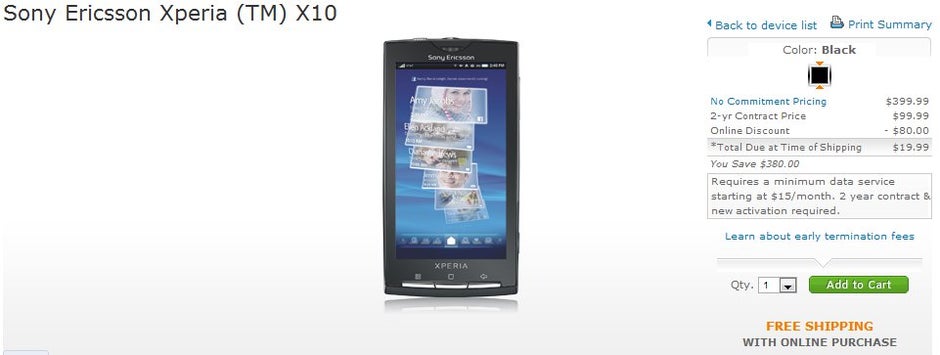 Sony Ericsson Xperia X10 for $19.99. - AT&T is selling the LG Quantum for $0.01 & Sony Ericsson Xperia X10 for $19.99