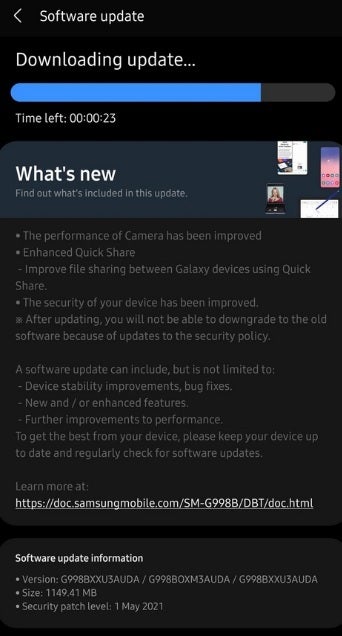Samsung sends out the May 2021 security update early to the Galaxy S21 flagship series - Some 5G Samsung Galaxy S21 series phones receive May update in April