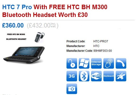 HTC 7 Pro is surprisingly available in the UK via Clove for £360 ($581)