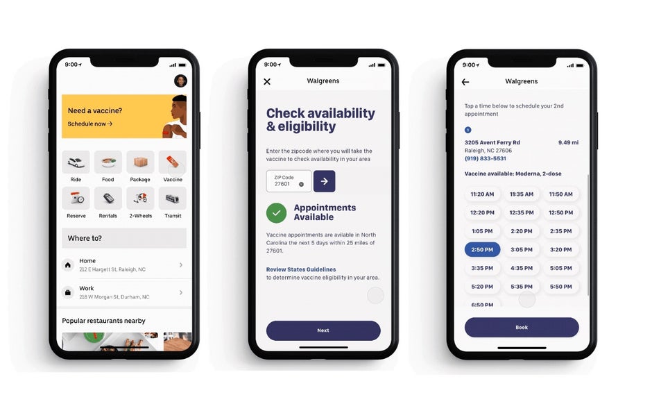 L'application Uber vous permet désormais de réserver un rendez-vous pour un vaccin COVID-19 et d'y arriver à temps
