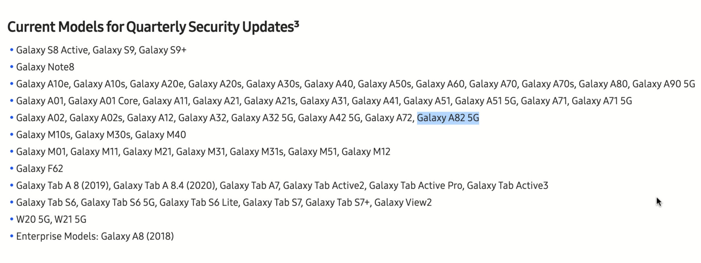Samsung just mentioned the unreleased 'Galaxy A82 5G' on its website