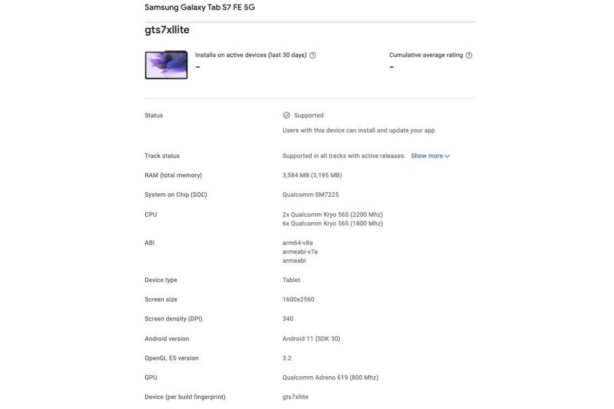 galaxy tab fe specs