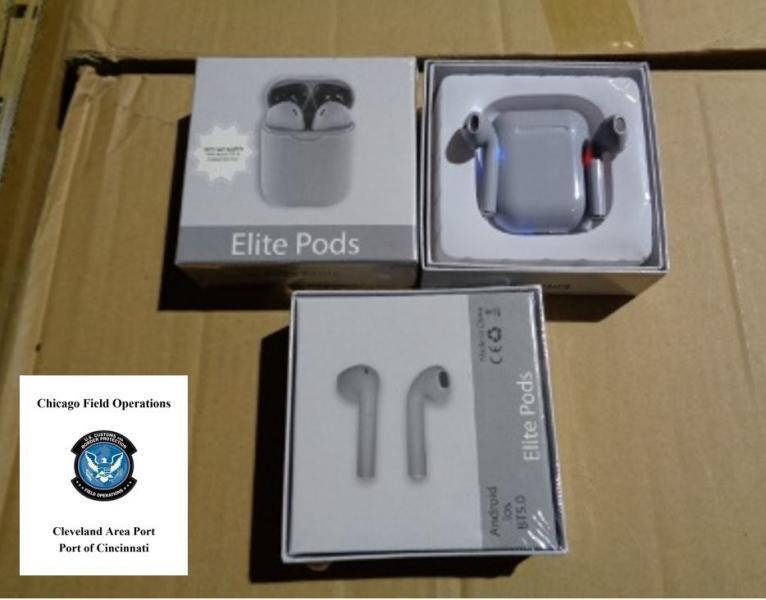Part of a shipment of counterfeit AirPods seized by U.S. Customs and Border Patrol - U.S. Customs takes over $7 million of fake AirPods off of the streets
