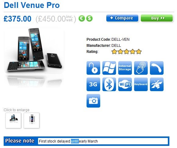 Dell Venue Pro is yet again being delayed in the UK