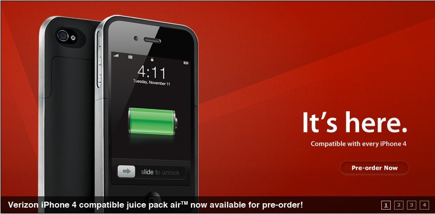 Pre-orders are available for the universal Mophie Juice Pack Air for the iPhone 4