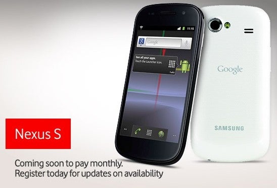 Vodafone's register site for the Google Nexus S is live - available in black & white