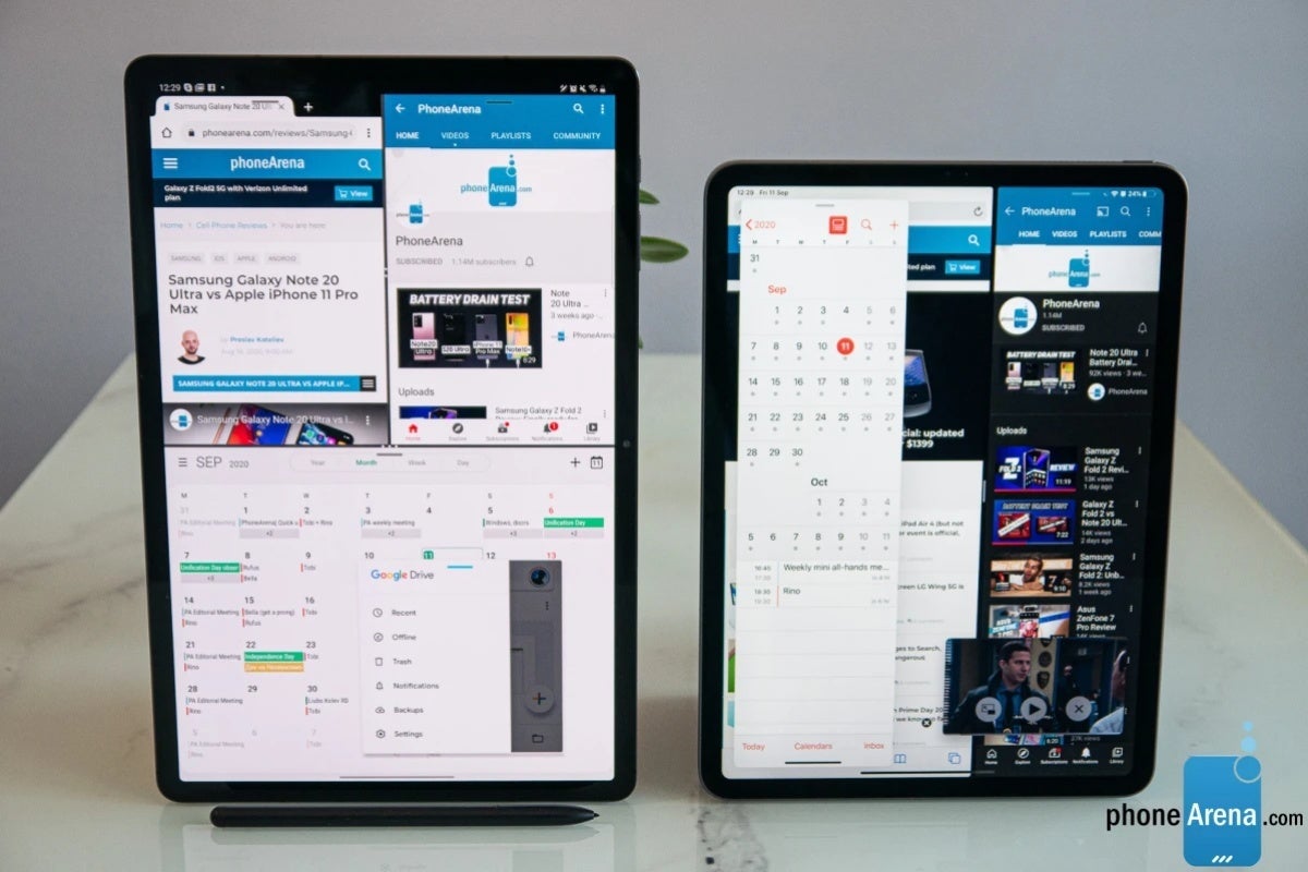 Galaxy Tab S7+ (left), iPad Pro 2020 (right) - All you need to know about Samsung's Galaxy Tab S8 5G family may have just been leaked