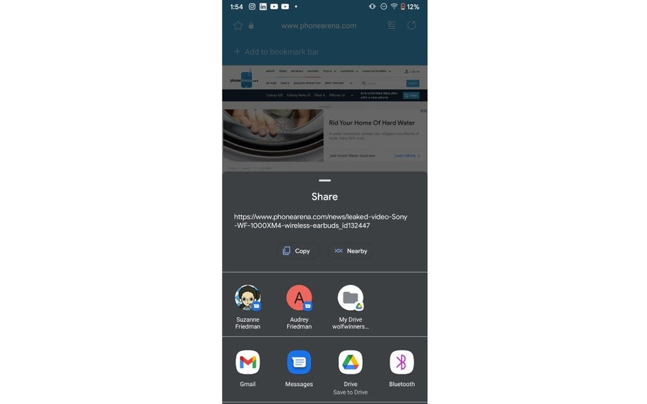 Example of a sharesheet on Android 11 - Google embarrasses Sharedr, blocks third-party sharesheet apps starting with Android 12