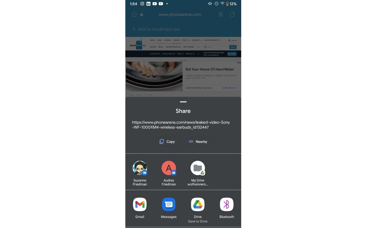 Example of a sharesheet on Android 11 - Google embarrasses Sharedr, blocks third-party sharesheet apps starting with Android 12