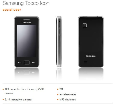 Samsung Star II is being re-branded as the Samsung Tocco Icon for Orange UK