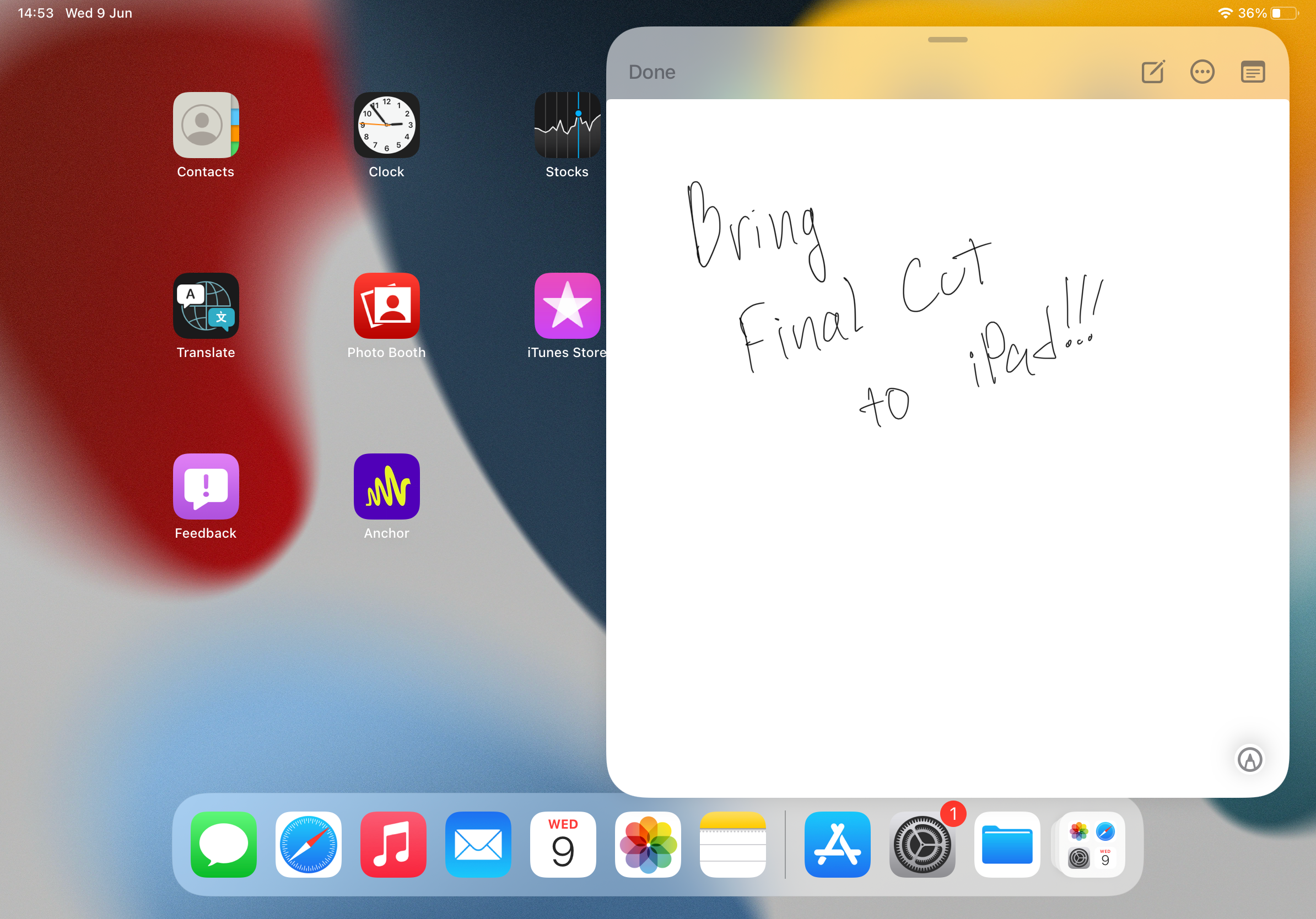 Opening a Quick Note can be done over the home screen or any app - iPadOS 15 hands-on – all new features and changes