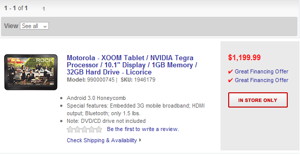 Is Best Buy selling the Motorola XOOM for $1,199 or is this just a placeholder? - Best Buy to begin Motorola XOOM pre-orders this Thursday at a price of $1,199?