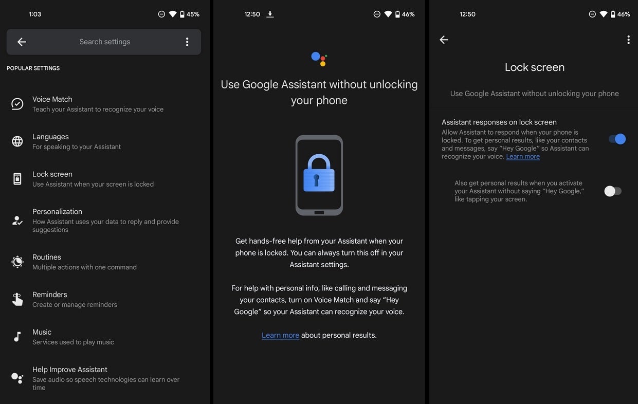 Set up Google Assistant to work even when your Android phone is locked - Google adds "Lock screen" settings for the Android version of Assistant