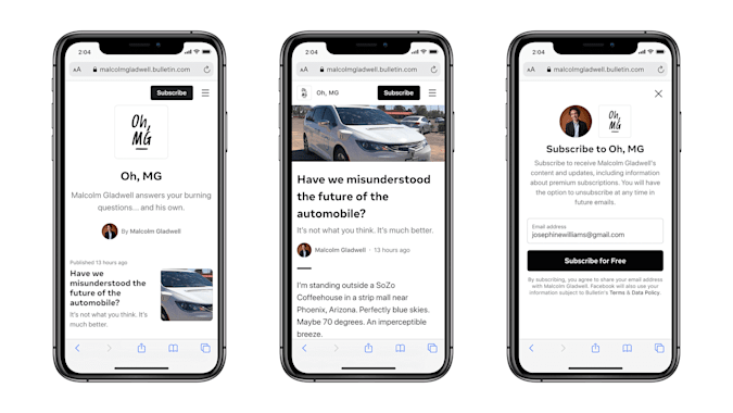 Facebook launches its newsletter platform called Bulletin