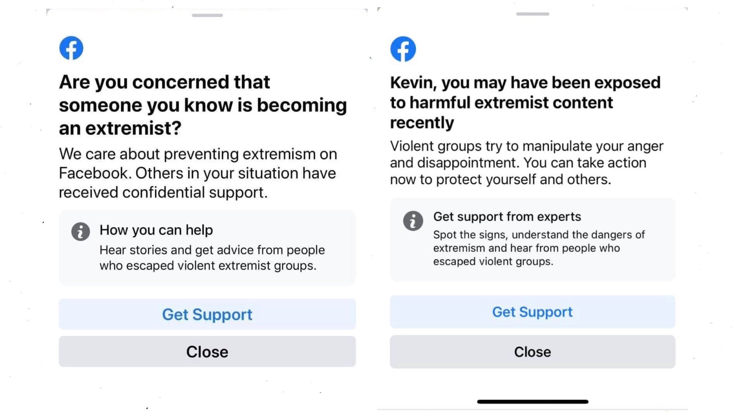 Image source - PCmag - Facebook wants to prevent you from becoming an extremist