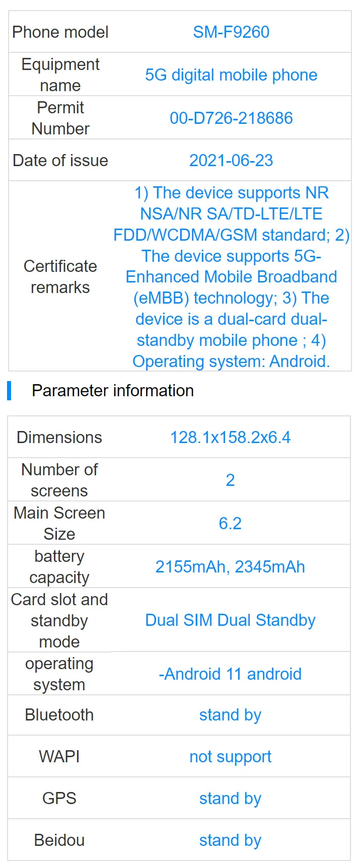 Z Fold 3 battery and display size specs listing - Galaxy Z Fold 3 to be more elegant than the Z Fold 2, yet keep its battery and display size