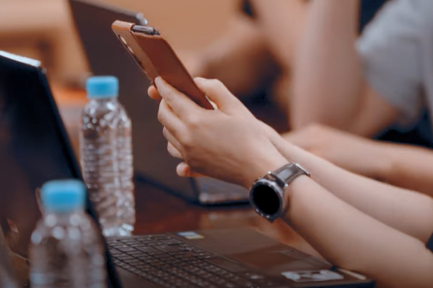 A Samsung employee is using the Galaxy Z Fold 3 and wearing the&amp;nbsp;Watch 4 Classic apparently - Unreleased Galaxy Z Fold 3 and Galaxy Watch 4 Classic briefly appear in a Samsung video