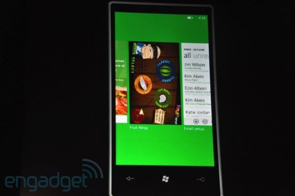 Task switcher in WP7; image courtesy of Engadget - Multitasking in WP7 style coming this year